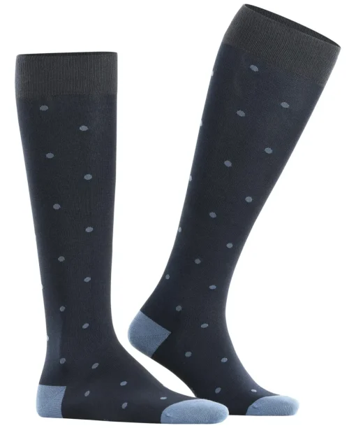 FALKE Dot heren kniekousen, blauw (dark navy)