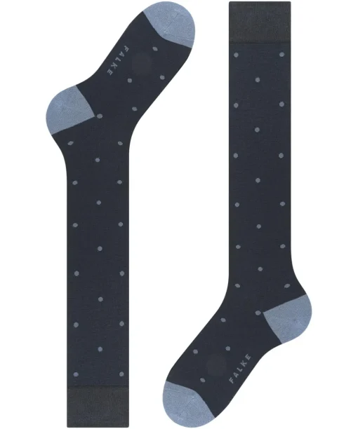 FALKE Dot heren kniekousen, blauw (dark navy)