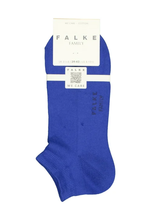 FALKE Family dames enkelsokken, katoen, kobalt blauw (imperial)