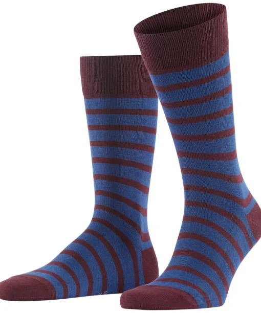 FALKE Happy Box herensokken (3-pack), bordeaux en kobalt, gestreept, geruit en uni