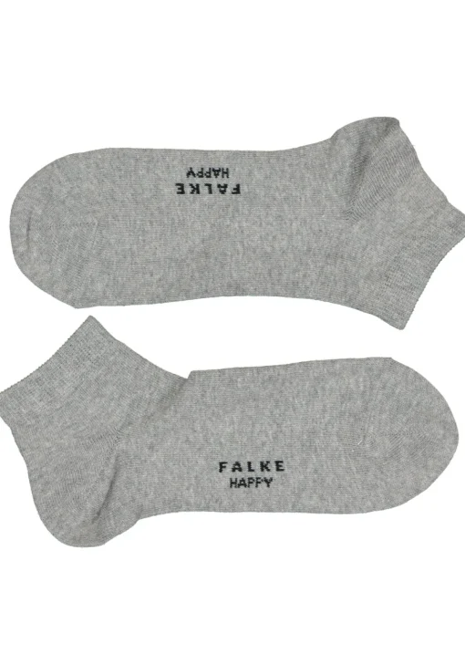 FALKE Happy dames enkelsokken (2-pack), katoen, Licht grijs (light grey melange)