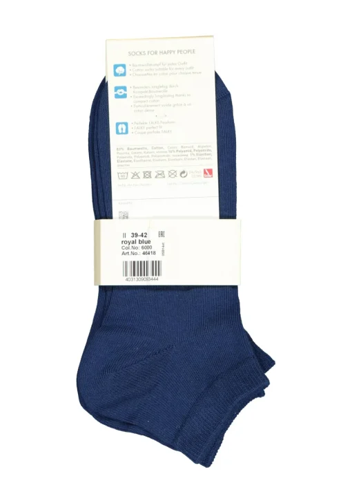 FALKE Happy dames enkelsokken (2-pack), katoen, kobalt blauw (royal blue)
