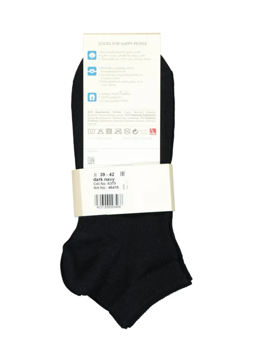 FALKE Happy dames enkelsokken (2-pack), katoen, donker marine blauw (dark navy)