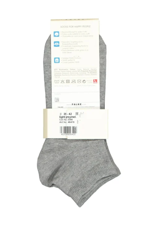 FALKE Happy dames enkelsokken (2-pack), katoen, Licht grijs (light grey melange)