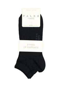 FALKE Happy dames enkelsokken (2-pack), katoen, donker marine blauw (dark navy)