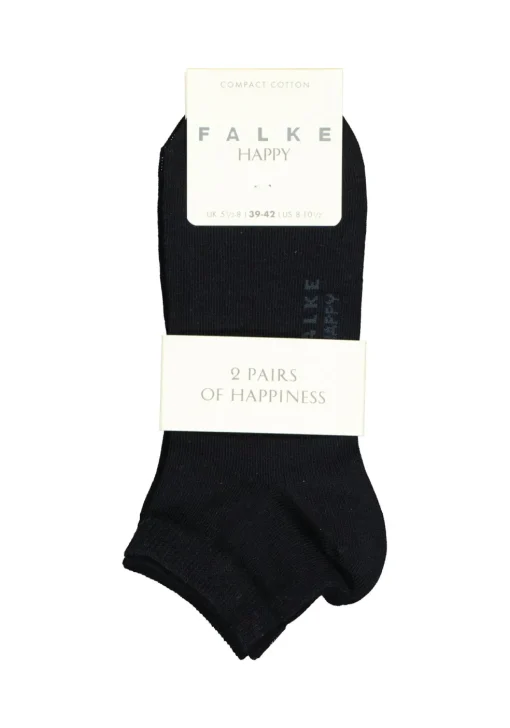 FALKE Happy dames enkelsokken (2-pack), katoen, donker marine blauw (dark navy)