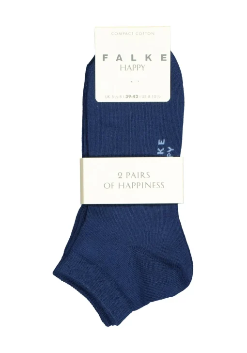 FALKE Happy dames enkelsokken (2-pack), katoen, kobalt blauw (royal blue)