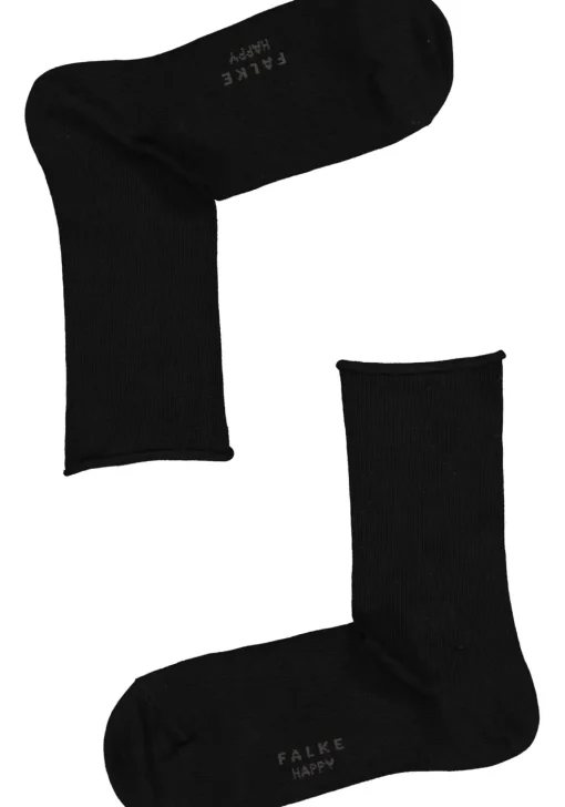 FALKE Happy damessokken (2-pack), katoen, zwart (black)