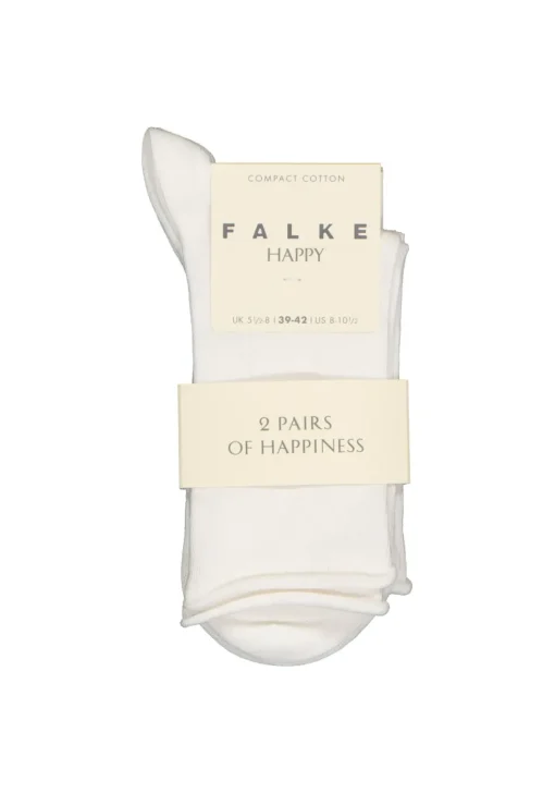 FALKE Happy damessokken (2-pack), katoen, wit (white)