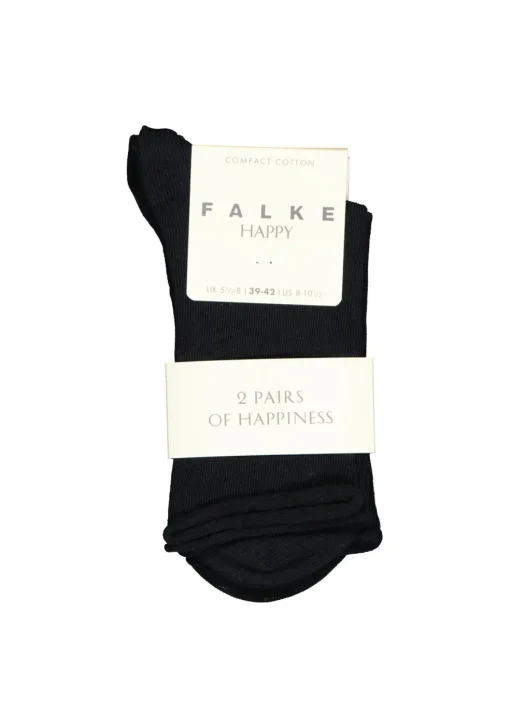 FALKE Happy damessokken (2-pack), katoen, donker marine blauw (dark navy)