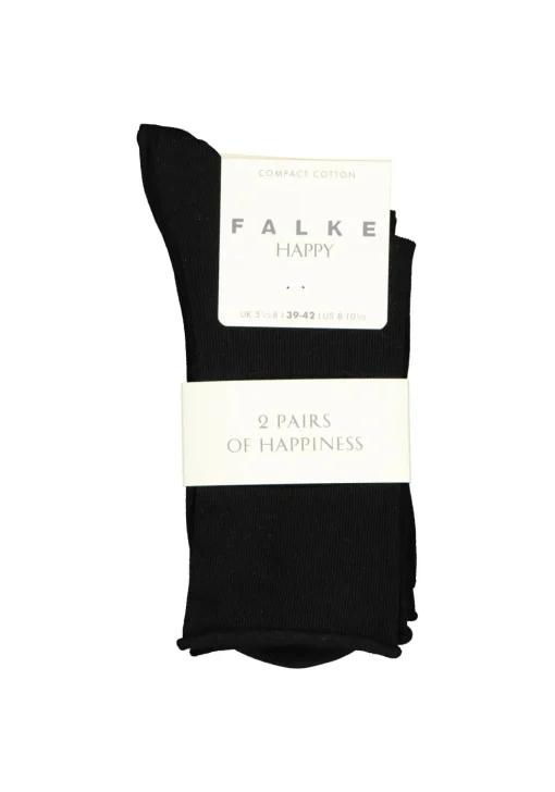 FALKE Happy damessokken (2-pack), katoen, zwart (black)