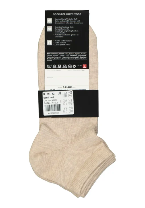 FALKE Happy heren enkelsokken (2-pack), beige (sand melange)