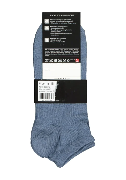 FALKE Happy heren enkelsokken (2-pack), jeansblauw (light denim)