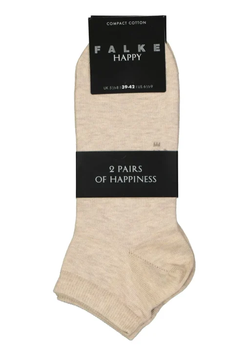 FALKE Happy heren enkelsokken (2-pack), beige (sand melange)