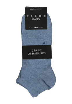 FALKE Happy heren enkelsokken (2-pack), jeansblauw (light denim)