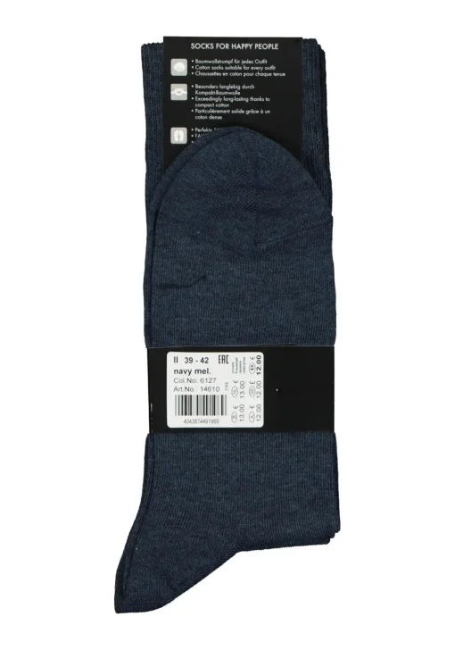 FALKE Happy herensokken (2-pack), marine blauw melange (navy melange)