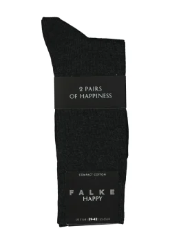 FALKE Happy herensokken (2-pack), antraciet grijs (anthracite melange)