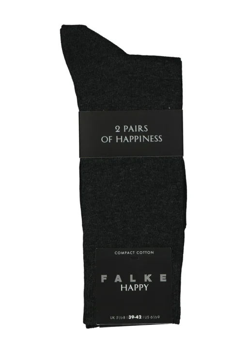 FALKE Happy herensokken (2-pack), antraciet grijs (anthracite melange)