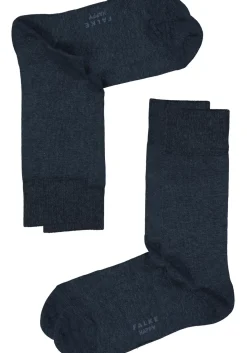 FALKE Happy herensokken (2-pack), marine blauw melange (navy melange)