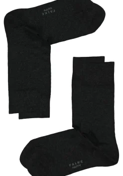 FALKE Happy herensokken (2-pack), antraciet grijs (anthracite melange)