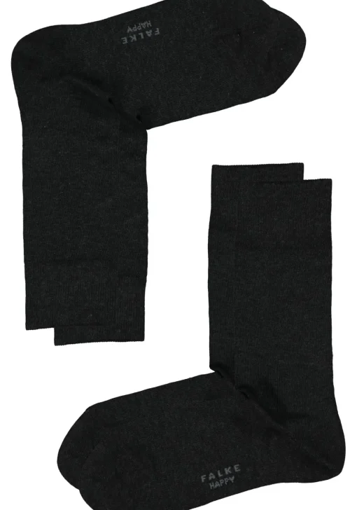 FALKE Happy herensokken (2-pack), antraciet grijs (anthracite melange)