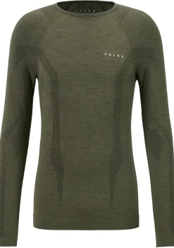 FALKE heren lange mouw shirt Wool-Tech, thermoshirt, olijfgroen (olive)