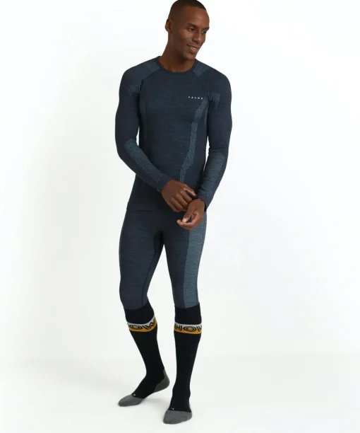 FALKE heren lange mouw shirt Wool-Tech, thermoshirt, blauw (space blue)