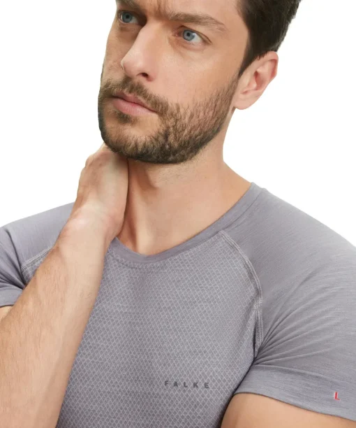 FALKE heren T-shirt Wool-Tech Light, thermoshirt, grijs (grey-heather)