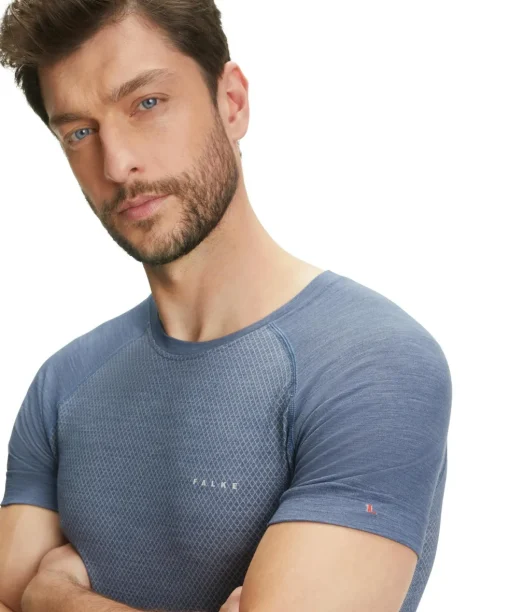 FALKE heren T-shirt Wool-Tech Light, thermoshirt, blauw (capitain)