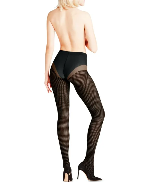 FALKE Houndstooth 15 DEN dames panty, black