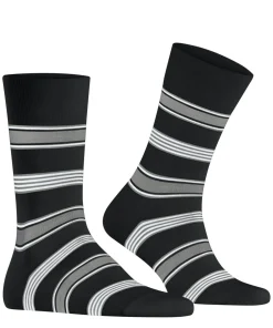FALKE Marina Stripe herensokken, zwart (black)