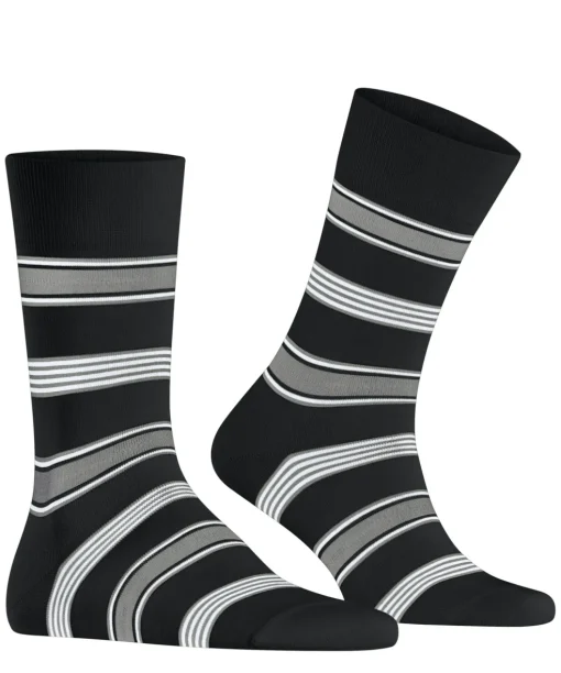 FALKE Marina Stripe herensokken, zwart (black)
