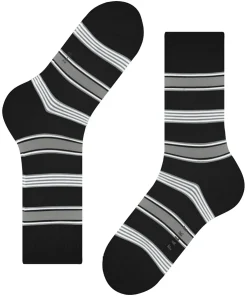 FALKE Marina Stripe herensokken, zwart (black)