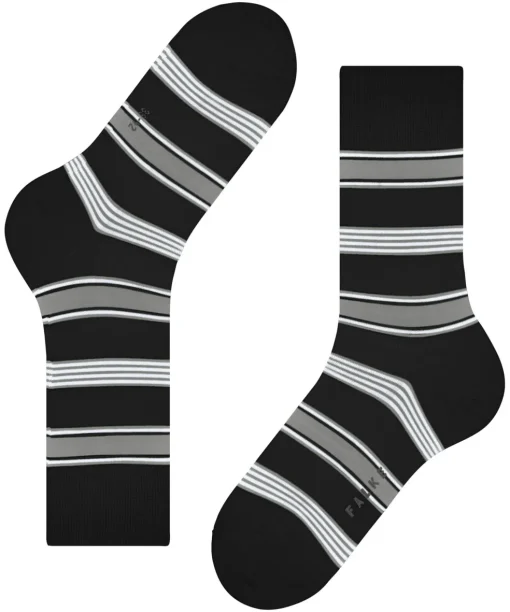FALKE Marina Stripe herensokken, zwart (black)