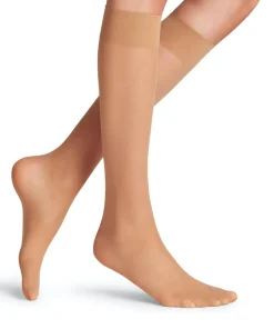 FALKE Matt Deluxe 20 DEN dames kniekousen, beige (powder)