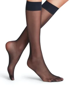 FALKE Matt Deluxe 20 DEN dames kniekousen, marine blauw (marine)