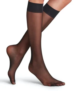 FALKE Matt Deluxe 20 DEN dames kniekousen, zwart (black)