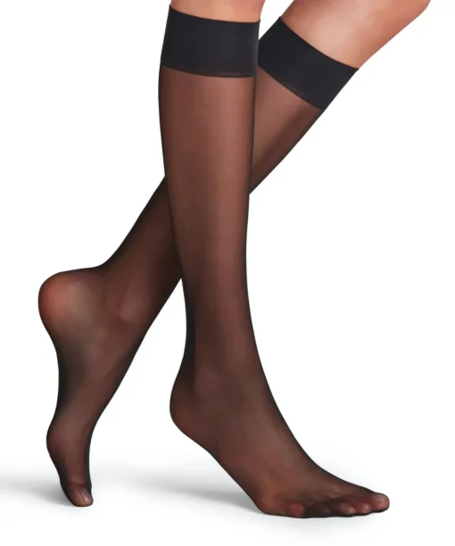 FALKE Matt Deluxe 20 DEN dames kniekousen, zwart (black)