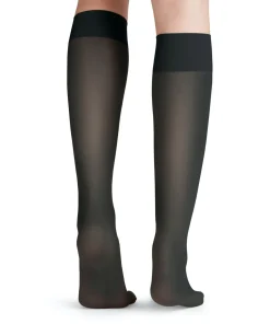 FALKE Matt Deluxe 20 DEN dames kniekousen, antraciet grijs (graphite)