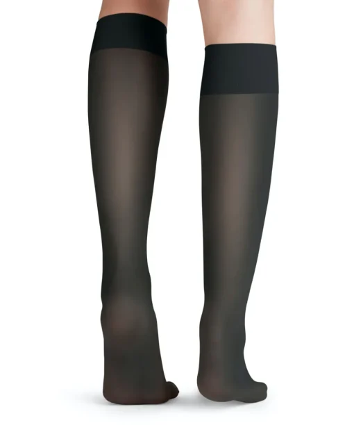 FALKE Matt Deluxe 20 DEN dames kniekousen, antraciet grijs (graphite)