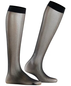 FALKE Net dames kniekousen, zwart (black)