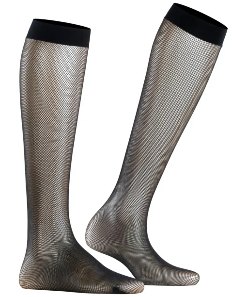 FALKE Net dames kniekousen, zwart (black)