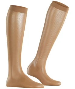 FALKE Net dames kniekousen, beige (powder)