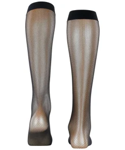 FALKE Net dames kniekousen, zwart (black)
