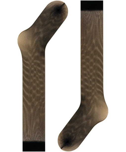 FALKE Net dames kniekousen, zwart (black)