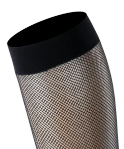 FALKE Net dames kniekousen, zwart (black)