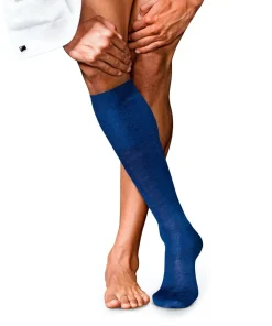 FALKE No. 6 Finest Merino & Silk heren kniekousen, blauw (royal blue)