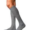 FALKE No. 6 Finest Merino & Silk heren kniekousen, grijs (light grey melange)