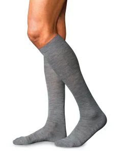 FALKE No. 6 Finest Merino & Silk heren kniekousen, grijs (light grey melange)
