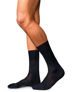 FALKE No. 6 Finest Merino & Silk herensokken, blauw (dark navy)